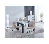 Ensemble de table à manger rectangulaire + lot de 4 chaises coloris beige --