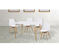 Ensemble de table à manger rectangulaire + lot de 4 chaises coloris blanc --