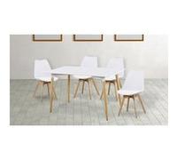 Ensemble de table à manger rectangulaire + lot de 4 chaises coloris blanc -PEGANE- Blanc
