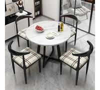 Ensemble de table à manger ronde 5 pièces, petite table basse pour balcon, réception de bureau, salle de conférence, salon, espace détente, couleur : à carreaux, taille :