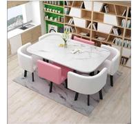 Ensemble de table à manger ronde 7 pièces avec 6 chaises - Meuble compact et polyvalent pour cuisine, bureau ou salon - Ensemble élégant pour espaces modernes