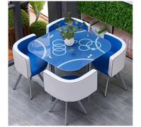 Ensemble De Table À Manger Ronde/Carrée avec 4 Chaises, Gain De Place, Tables et Chaises en Verre Trempé, Table À Manger De Cuisine Moderne pour Salons De Thé Au Lait,32