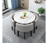 Ensemble De Table à Manger Ronde/CarréE Avec Chaises Table De ConféRence Moderne Et 4 Chaises Combinaison Table De RéCeption Et Chaises Ensemble De Table De Cuisine(Color:White table + gray 4 chairs)