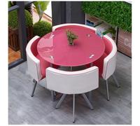 Ensemble De Table À Manger Ronde/Carrée Moderne pour 4 Personnes avec Chaises, Table De Conférence en Verre Trempé De 80 Cm, Idéale pour La Salle À Manger et Le Bureau,16