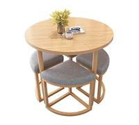 Ensemble de table à manger ronde élégante avec 4 tabourets rembourrés, design compact et peu encombrant, parfait for le bar à déjeuner de la cuisine, la réception du bureau, le café(Light Gray)