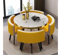 Ensemble de table à manger ronde en 5 pièces - barre de petit-déjeuner de cuisine avec table ronde et 4 chaises, meubles de sauvetage d'espace pour salle à manger, 80x75 cm (31,5x29,5 pouces)