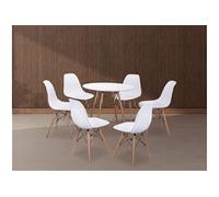 Ensemble de table à manger Ronde + lot de 6 chaises coloris blanc --