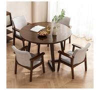 Ensemble de Table à Manger Ronde Moderne avec 4 chaises - Pieds en Bois Massif, Finition Noyer, mobilier de Salle à Manger élégant pour la Maison et Le Restaurant, Table de conférence de 80
