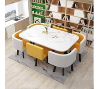 Ensemble de table à manger ronde moderne avec 6 chaises, petit bureau, salle de conférence, meubles pour cuisine, salon, salle de réunion 7 pièces