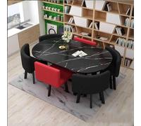Ensemble de table à manger ronde moderne avec 6 chaises pour bureau, salle de conférence, cuisine et salon, meubles de salle à manger de petite taille pour salon.