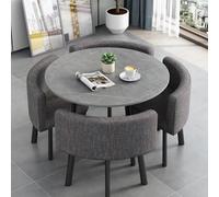 Ensemble de Table à Manger Ronde Moderne avec chaises pour Les Affaires et la Table Basse et la Combinaison de Chaise pour Balcon et Salon Couleur Gris Clair Parfaite pour Le Salon.