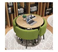 Ensemble de table à manger ronde moderne pour réunions d'affaires et réceptions de bureau en coton et lin rouge et vert