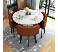Ensemble de Table à Manger Ronde Moderne, Table et chaises de Cuisine, Petite Table à Manger pour 4 Personnes, Petites Tables et chaises de Salle de conférence de Bureau, Chaise en Cuir PU,