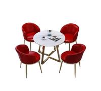 Ensemble de table à manger ronde pour 4 personnes avec chaises, support en acier au carbone, finition marbre, cuir souple, table de conférence, pour bureau, salle de conférence, salle à manger