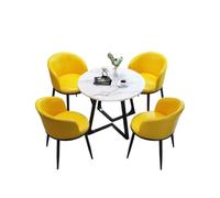 Ensemble de table à manger ronde pour 4 personnes avec chaises, support en acier au carbone, finition marbre, cuir souple, table de conférence, pour bureau, salle de conférence, salle à manger