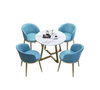 Ensemble de table à manger ronde pour 4 personnes avec chaises, support en acier au carbone, finition marbre, cuir souple, table de conférence, pour bureau, salle de conférence, salle à manger