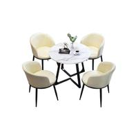 Ensemble de table à manger ronde pour 4 personnes avec chaises, support en acier au carbone, finition marbre, cuir souple, table de conférence, pour bureau, salle de conférence, salle à manger