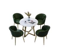 Ensemble de table à manger ronde pour 4 personnes avec chaises, support en acier au carbone, finition marbre, cuir souple, idéal pour bureau, salle de conférence et salle à manger