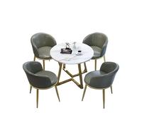 Ensemble de table à manger ronde pour 4 personnes avec chaises, support en acier au carbone, finition marbre, cuir souple, table de conférence, pour bureau, salle de conférence, salle à manger