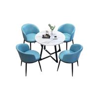 Ensemble de table à manger ronde pour 4 personnes avec chaises, support en acier au carbone, finition marbre, cuir souple, table de conférence, pour bureau, salle de conférence, salle à manger