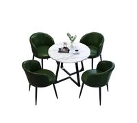 Ensemble de table à manger ronde pour 4 personnes avec chaises, support en acier au carbone, finition marbre, cuir souple, table de conférence, pour bureau, salle de conférence, salle à manger