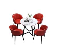 Ensemble de table à manger ronde pour 4 personnes avec chaises, support en acier au carbone, finition marbre, cuir souple, table de conférence, pour bureau, salle de conférence, salle à manger