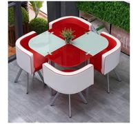 Ensemble De Table À Manger Ronde pour 4 Personnes, Table De Cuisine Moderne De 80 Cm avec Chaises Rembourrées en PU, Table De Conférence Élégante pour Salle À Manger,14