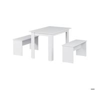Ensemble de table à manger Sentio 112x73.6cm avec 2 bancs Blanc Vicco