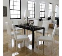 Ensemble de table à manger sept pièces noir et blanc Multicolore G