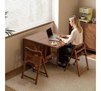 Ensemble de Table à Manger, Table Pliante en Bois Massif, avec Tiroir De Rangement avec 4 chaises, for Salon, Hospitalité, Bureau Portable Extensible Robuste Et Facile À in,130cmtable+2chairs