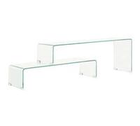 Ensemble De Table Basse 2 Pcs 90x30x20/110x30x40cm Verre Trempé - Vidaxl
