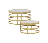 vidaXL Ensemble de table basse 2 pcs Marbre Laiton et blanc 285911
