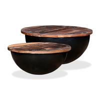 Ensemble de table basse 2pcs Bois récupération massif forme bol
