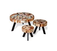 Ensemble de table basse 3 pièces Bois de récupération massif