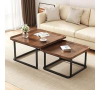 Ensemble de table basse carrée empilable, design industriel rustique moderne pour le salon, gain de place