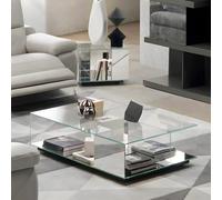 Ensemble de Table Basse carrée en Verre, Style Minimaliste Italien, Design Bauhaus, for Salon et mobilier de Maison(Clear,Large)