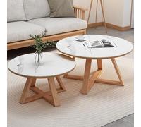 Ensemble de table basse empilable robuste avec pieds croisés - Grand rangement - Assemblage facile - Parfait pour le salon, le balcon et le bureau - Finition blanche (78,7 cm + 50,8 cm)