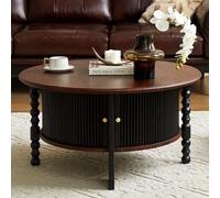 Ensemble de Table Basse en Bois Massif rétro français et de Table à thé Ronde, Table à thé de Petite Taille pour Appartement de Style Chinois, Table Ronde rétro pour Le Salon A1