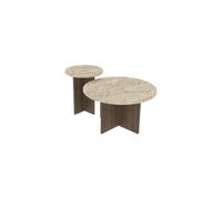 Ensemble de table basse en bois ""Private"" 70 x 70 x 40 cm - Travertin