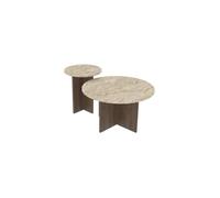 Ensemble de table basse en bois ""Private"" 70 x 70 x 40 cm - Travertin