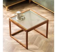 Ensemble de table basse en verre avec rangement ouvert, style vintage du milieu du siècle, assemblage facile pour les petits espaces et le bureau à domicile