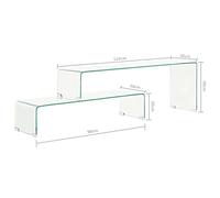 Ensemble de Table Basse en Verre trempé, Style Minimaliste, Longueur Réglable, Facile à Nettoyer, Transparent, Aucun Assemblage Requis, Divertissement Relaxant