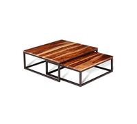 vidaXL Ensemble de table basse gigogne Bois massif de Sesham Vintage pour salon