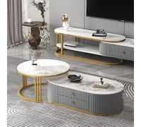 Ensemble de table basse gigognes modernes et élégantes pour salon, bureau, balcon, décoration d'intérieur polyvalente avec design élégant, 2 tables d'appoint d'appoint