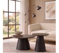 Ensemble de table basse - Lunnea - 80 cm - Couleur noyer
