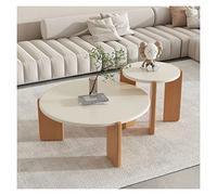Ensemble de table basse moderne 2 pièces moderne ensemble de table d'appoint pour salon, table de nidification ronde finition naturelle avec bois de hêtre, table de cocktail pour balcon de bureau