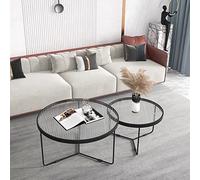 Ensemble de table basse moderne en verre - Design rond gigogne avec plateau en verre trempé et pieds en métal pour salon, appartement, café