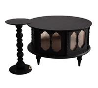 Ensemble de table basse rétro en bois massif pour petits salons - Table basse ronde de luxe légère - Design de style moyen pour un usage domestique