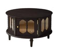 Ensemble de table basse rétro en bois massif pour petits salons - Table basse ronde de luxe légère - Design de style moyen pour un usage domestique