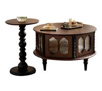 Ensemble de table basse rétro en bois massif pour petits salons - Table basse ronde de luxe légère - Design de style moyen pour un usage domestique